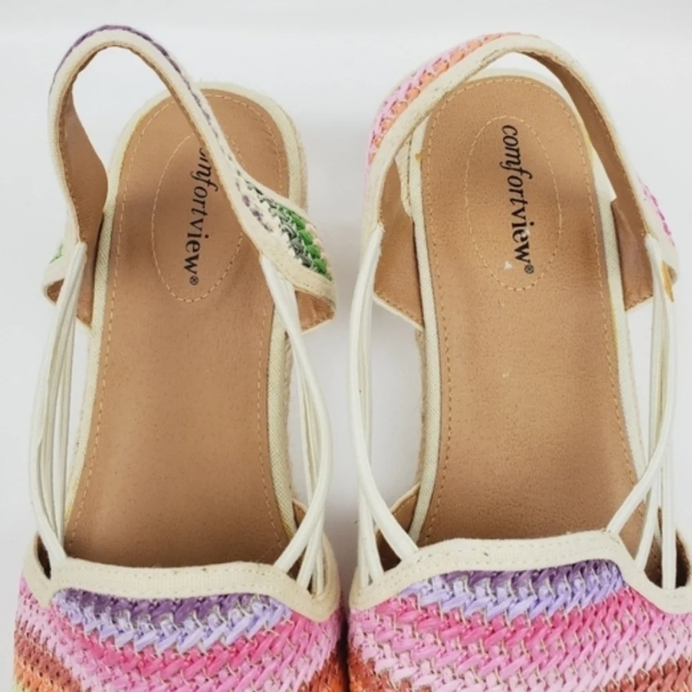 Comforview Clea Woven Slingback Wedge Multi color Sandals size 11 W